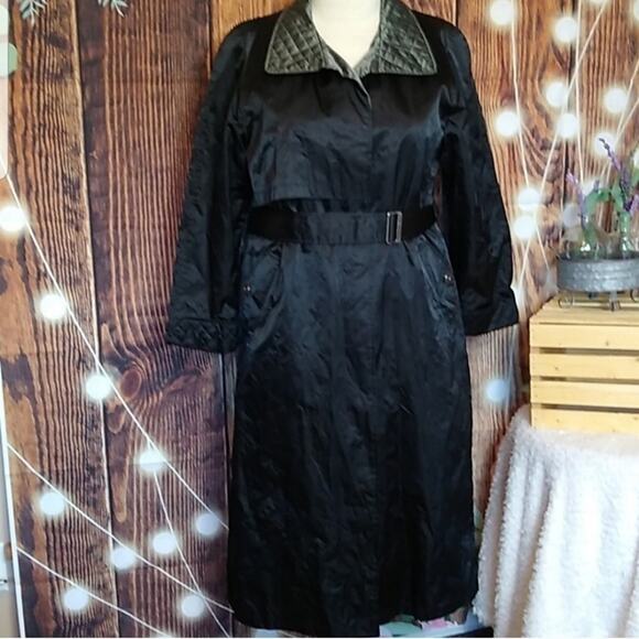 London Fog Womens Size 12 Regular Black Satin Lined Trench Coat Removable Liner - Picture 7 of 7